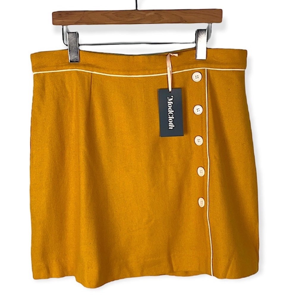 NWT ModCloth Mustard Yellow Own The Era Mini Skirt Size XL